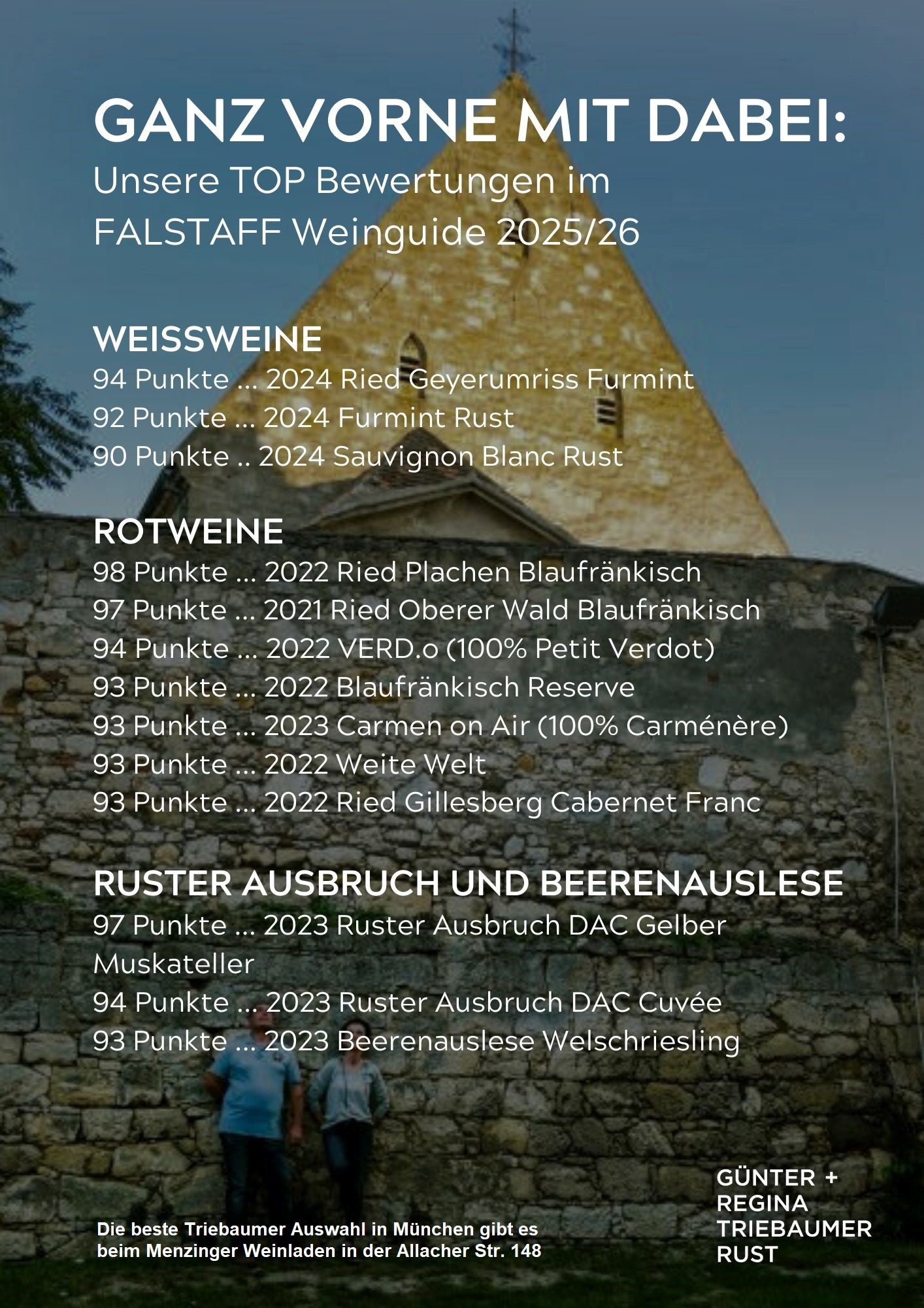 Winzerweinprobe samt Degustationsmenü Weingut Triebaumer - Rust - Burgenland - Weinprobe aus 1. Hand inkl. Menü am 06.11.2026 im Münchner Westen