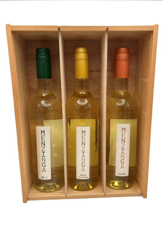 MENZINGA WEISSWEIN GESCHENKKISTE HOLZ