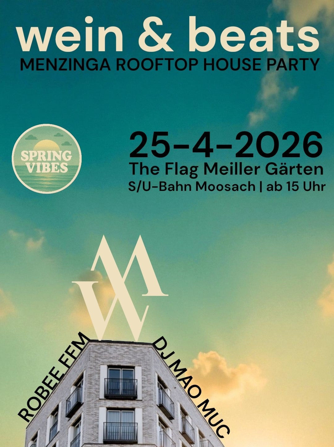 wein & beats - MENZINGA ROOFTOP HOUSE PARTY - SPRING VIBES - Saisonauftakt 2026 am 25.04.
